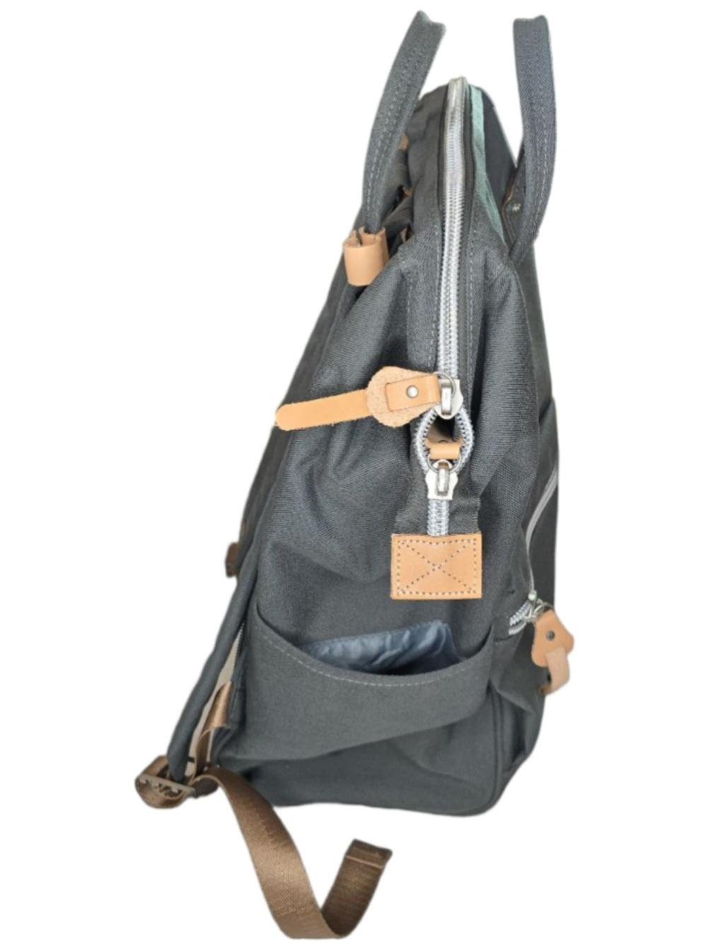 Himawari Gray Laptop Backpack Wide Opening Travel Diaper Bag School Bag - Picture 6 of 16